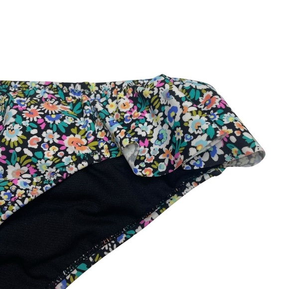 Raisins Sophia Ditzy Floral Print Ruffled Bikini Bottoms Black XS New Reticket - Picture 2 of 6